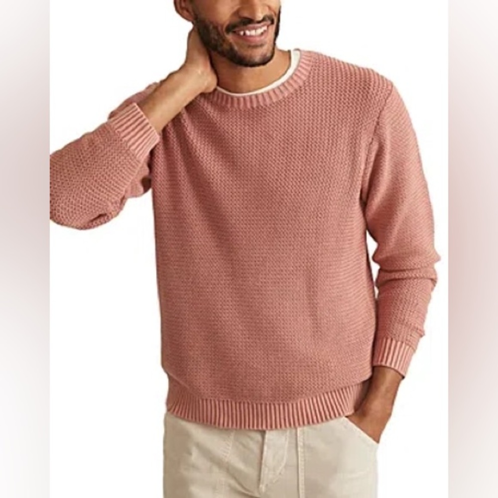 Marine Layer Garment‎ Dye Crewneck Knit Sweater Cotton Marsala Size XXL